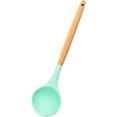 thumbnail image 1 of Soup Ladle 1Pcs Round Silicone Wooden Handle Soup Spoon Korean Ramen Noodles Bouillon Cooking Long Ladle Japanese Kitchen Tablespoons Tableware(Round Cyan), 1 of 8