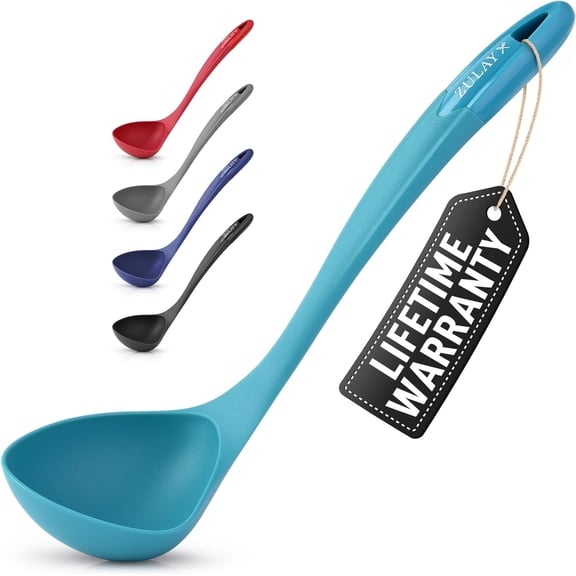 Soup Ladle Ergonomic, Heat-Resistant & Versatile for Serving Soup, Chili, Gravy & More - Sky Blue