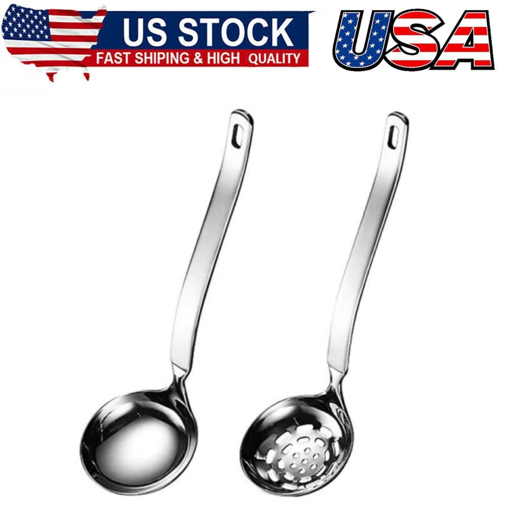 Soup Ladle Metal SUS304 Stainless Steel Ladles Spoon And Slotted ...
