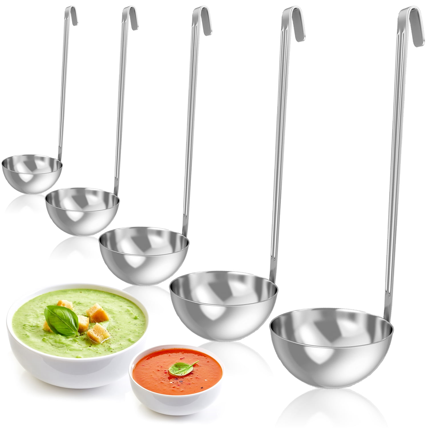 Soup Ladles For Cooking, 0.5, 2, 4, 6 & 8oz Stainless Steel Ladle, Canning  Ladle Big Spoon Ladell Set For Ramen and Kitchen Serving, Metal Portion  Control Serving Spoons, Cucharones de Cocina. 