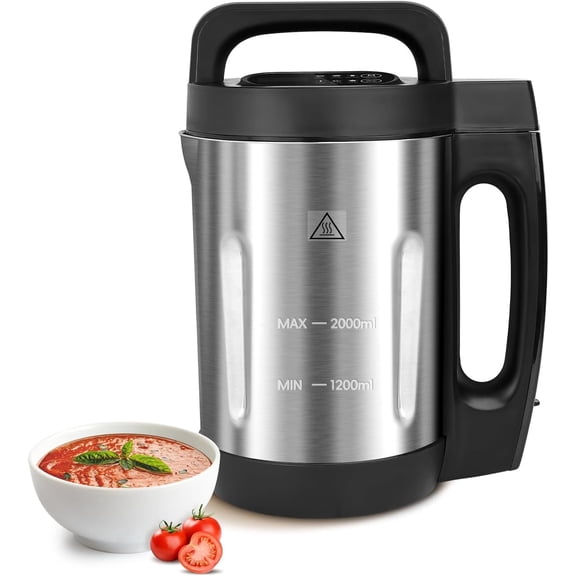 Soup Maker 2 L 6 in 1 Makes 4-6 Servings Soup Maker Machine Countertop Blender Black