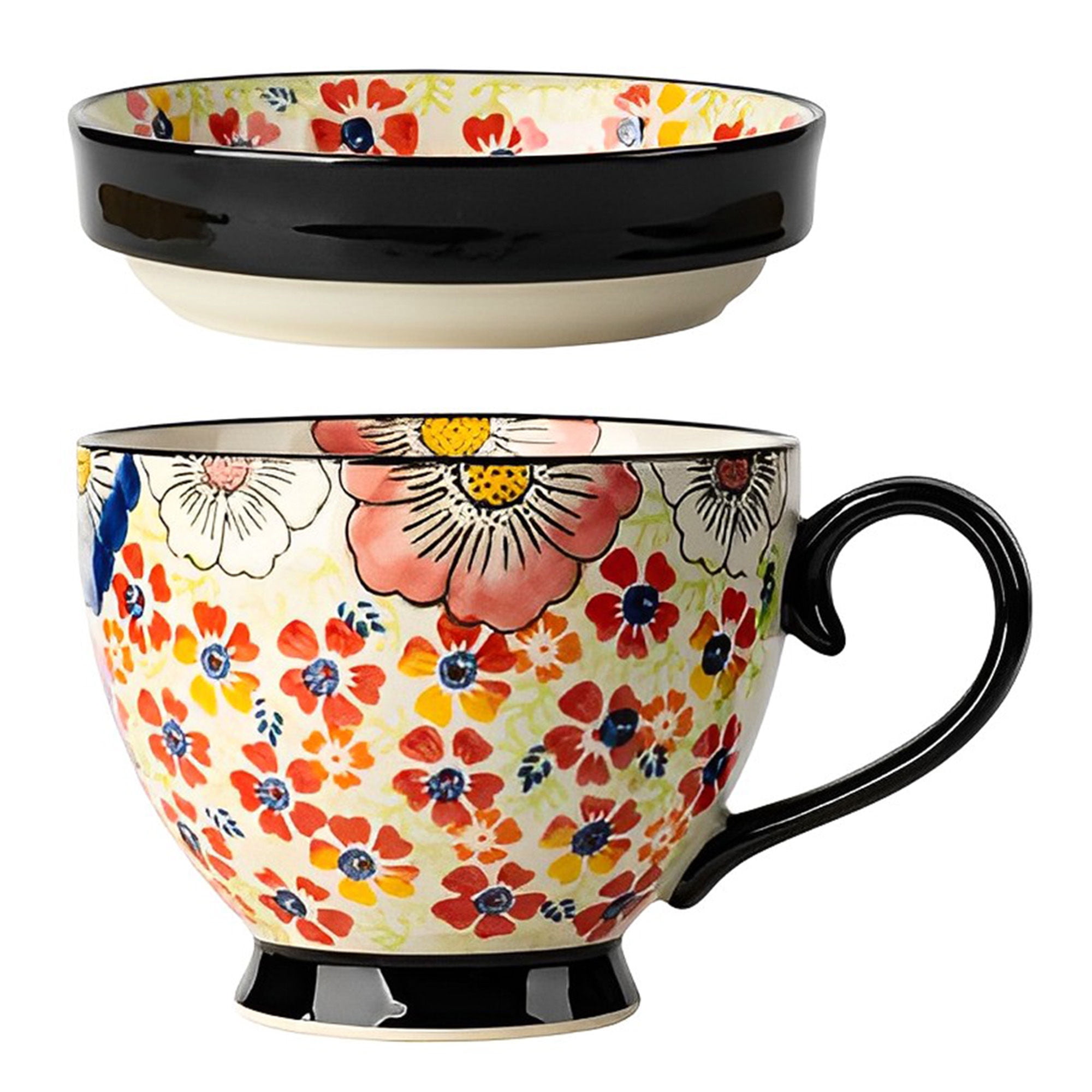 Soup Mugs With Handles, Ceramic Bouillon Cups, Small Breakfast Bowl