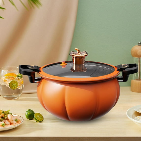 Soup Pot Pressure Stew Pot Pumpkin Shaped Slow Cooker and Food Warmer Cooking Pot Saucepan for Food Milk Soup Noodles Cereals 6L