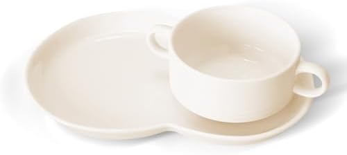 Bol à Soupe Et Sandwich En Céramique Avec Anse - Assiette Compartimentée Rétro En Forme D'éventail - 7