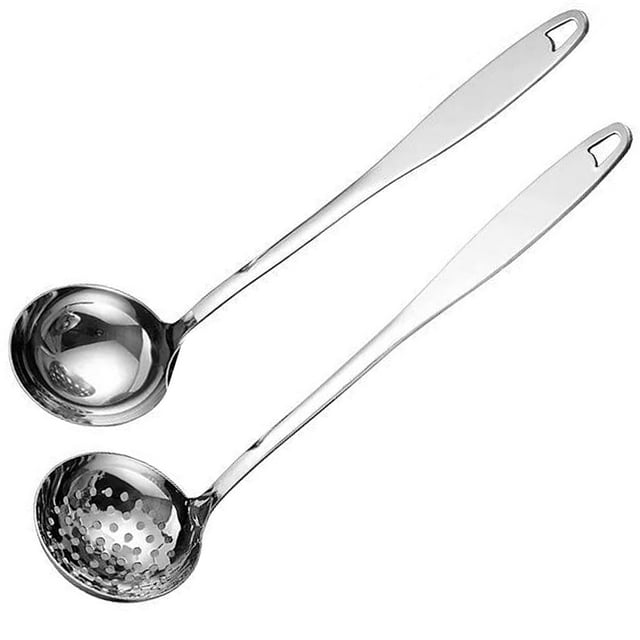 iPstyle Large Deep Stainless Steel Soup Ladle with Long Handle, Heavy