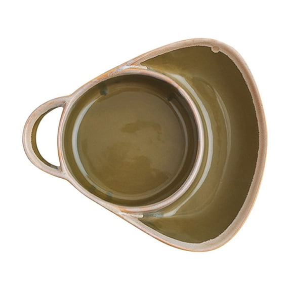 Soup & Side Bowls Ceramic Bread and Dip Divided Bowls for Kitchen Dining Room Decorative Bowl for Holiday Party Table Supplies (Green)