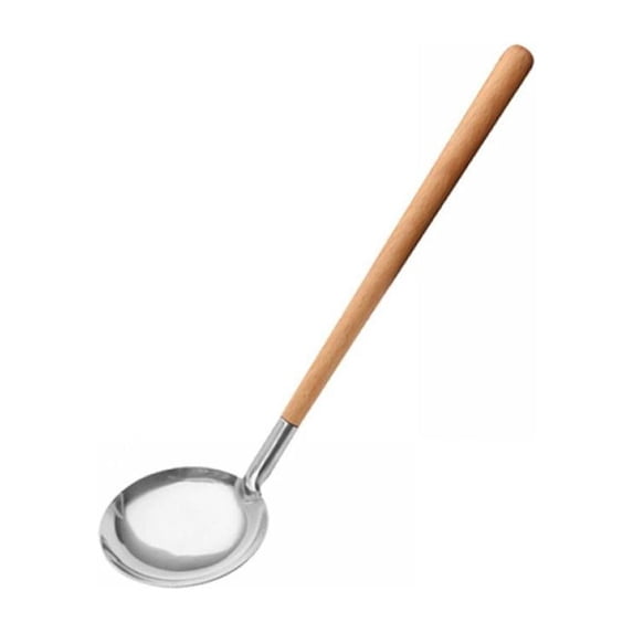 Soup Spoon,304 Stainless Steel Wooden Handle Soup Spoon Colander Household Hot Pot Drain Spoon