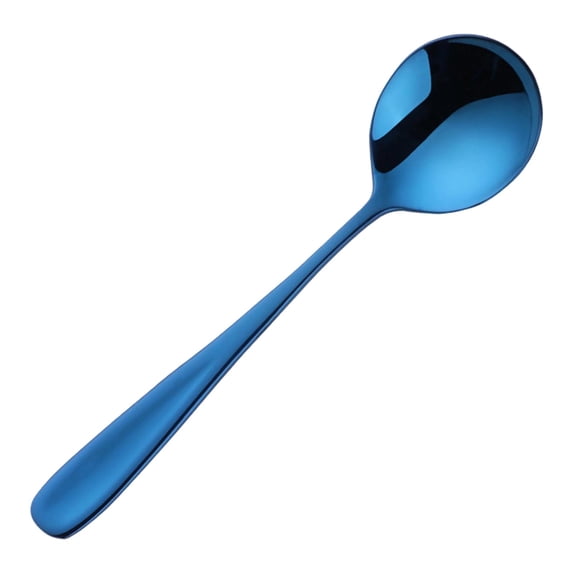 304 Stainless Steel Soup Spoon with Flat Handle, Thickened Mirror Polish Dinnerware for Home & Restaurant Use