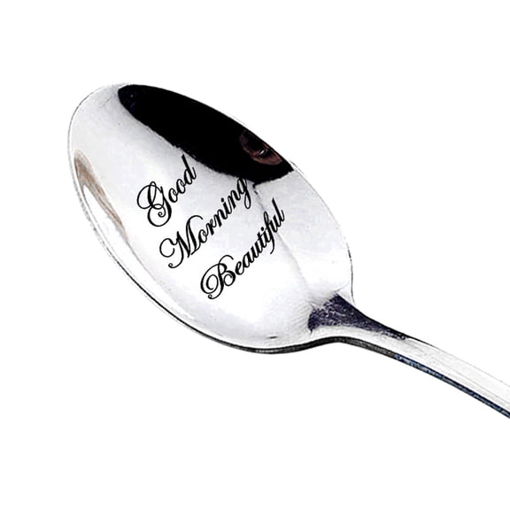 Soup Spoon Glossy Easy Clean Romantic Lettering Stainless Steel Free Engraved Coffee Spoon Restaurant Supplies Personalized Christmas Gifts