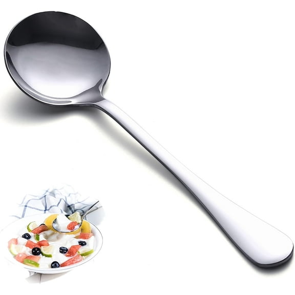 Soup Spoon Set 12-Piece Premium Stainless Steel Dinner Spoon Heavy Duty Durable Round Spoon Cutlery Set