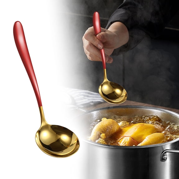 Soup Spoon TASTAN Stainless Steel Soup Spoon - Solid Small Serving Utensil, Dishwasher-Safe Ladle, Rust-Resistant Kitchen Dining Tool, Serving Ladle, Red