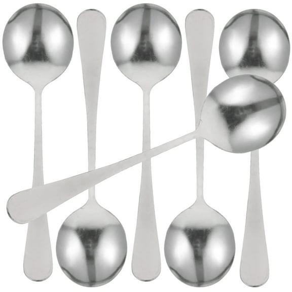 Soup Spoons 6 Pcs Ice Cream Kitchen Large Round Household Stainless Steel