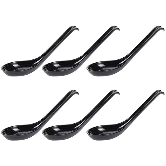 Soup Spoons,6 Pcs Japanese Style Spoons Rice Spoons Chinese Asian Soup Spoons with Long Handle for Restaurants