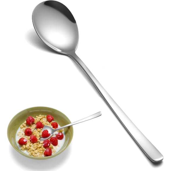 Soup Spoons, 8 count Korean Spoon, 8.5 Inch Stainless Steel Tablespoon with Long Handles for Kitchen Restaurant, Flatware Set for Stirring Hot Cocoa and Cereal, Durable & Dishwasher Safe