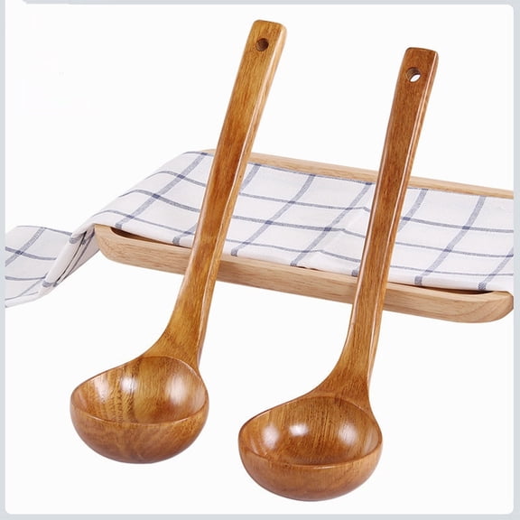 Soup Spoons, Large Wooden Soup Spoon with Long Handle,Handmade Soup Ladle for Cooking Kitchen Cookware,Suitable for Cooking and Simmer Soup