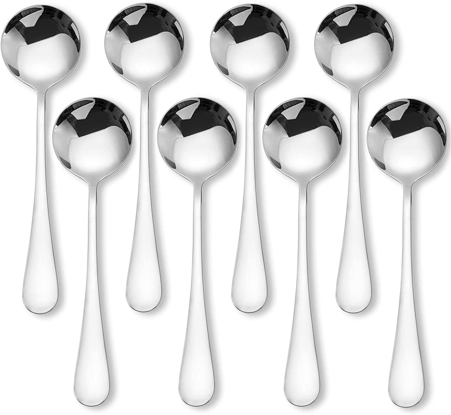 Soup Spoons Set Round Spoons, 8 Pieces, 7.28 Inch, SUS304 18\\/8 ...