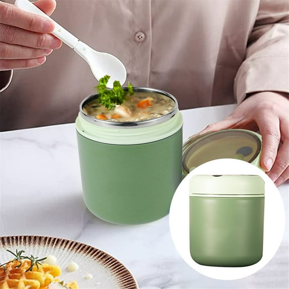 Soup Thermo for Hot Food ,Lunch Thermo Food Jar Hot Insulated Food Containers,Stainless Steel Wide Mouth Lunch Food Thermo Jar with Sealing Cap for Picnic ,Home ,office ,Work(Green,3.93x4.64")