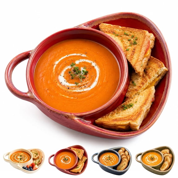 Soup and Sandwich Bowl, Ceramic Soup Bowl with Side Compartment and ...