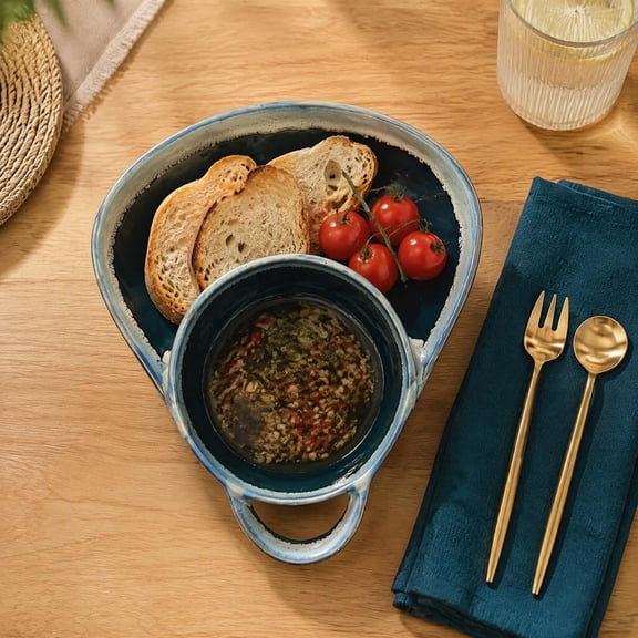 Soup and Sandwich Bowl, Soup and Sandwich Plate Combo with Bread Holder for Breakfast Cookies Bread Salad Fruits