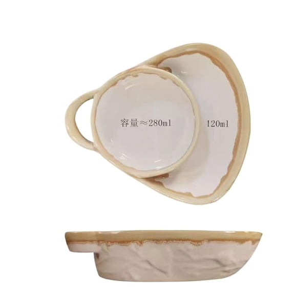 Soup and sandwich bowl, ceramic soup and sandwich set plate with bread rack, suitable for home and restaurants, non-absorbent ceramic plate