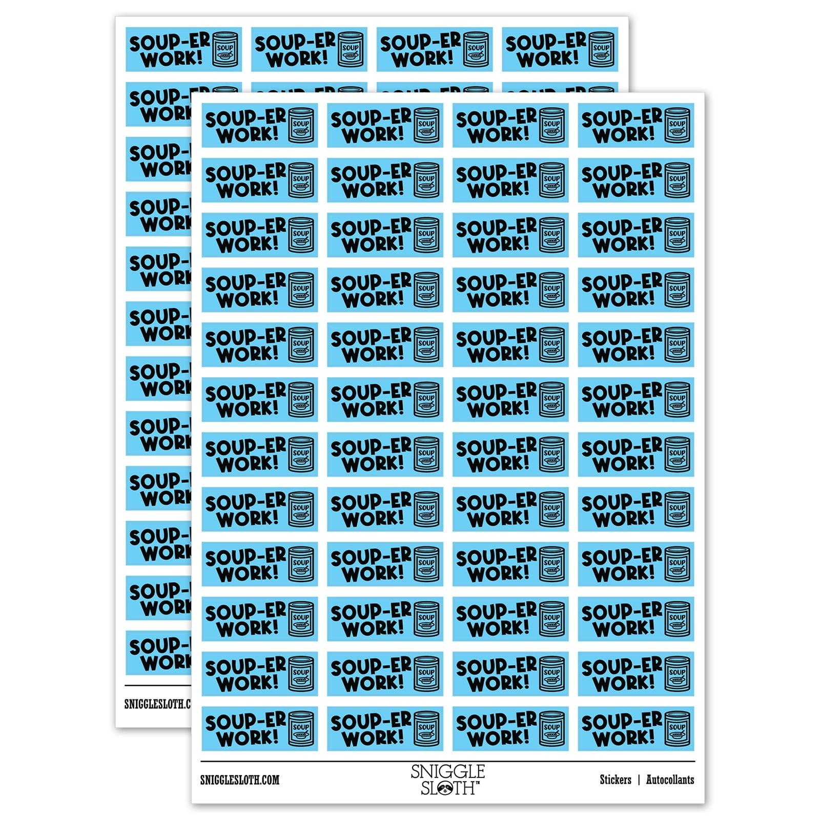 Soup-er Super Work Teacher Student School Sticker Set - Light Blue ...