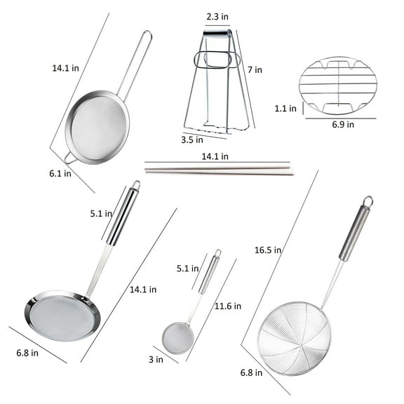 Souped Up Recipes Chinese Stainless Steel Kitchen Cooking Utensil Set (7 Pieces)