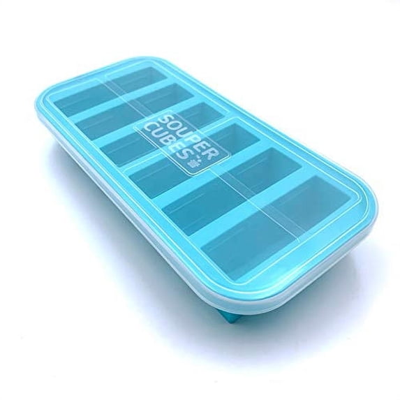 Souper Cubes 1/2-Cup Freezing Tray with lid, makes 6 perfect 1/2 cup portions, freeze pesto, salsa, or sauce