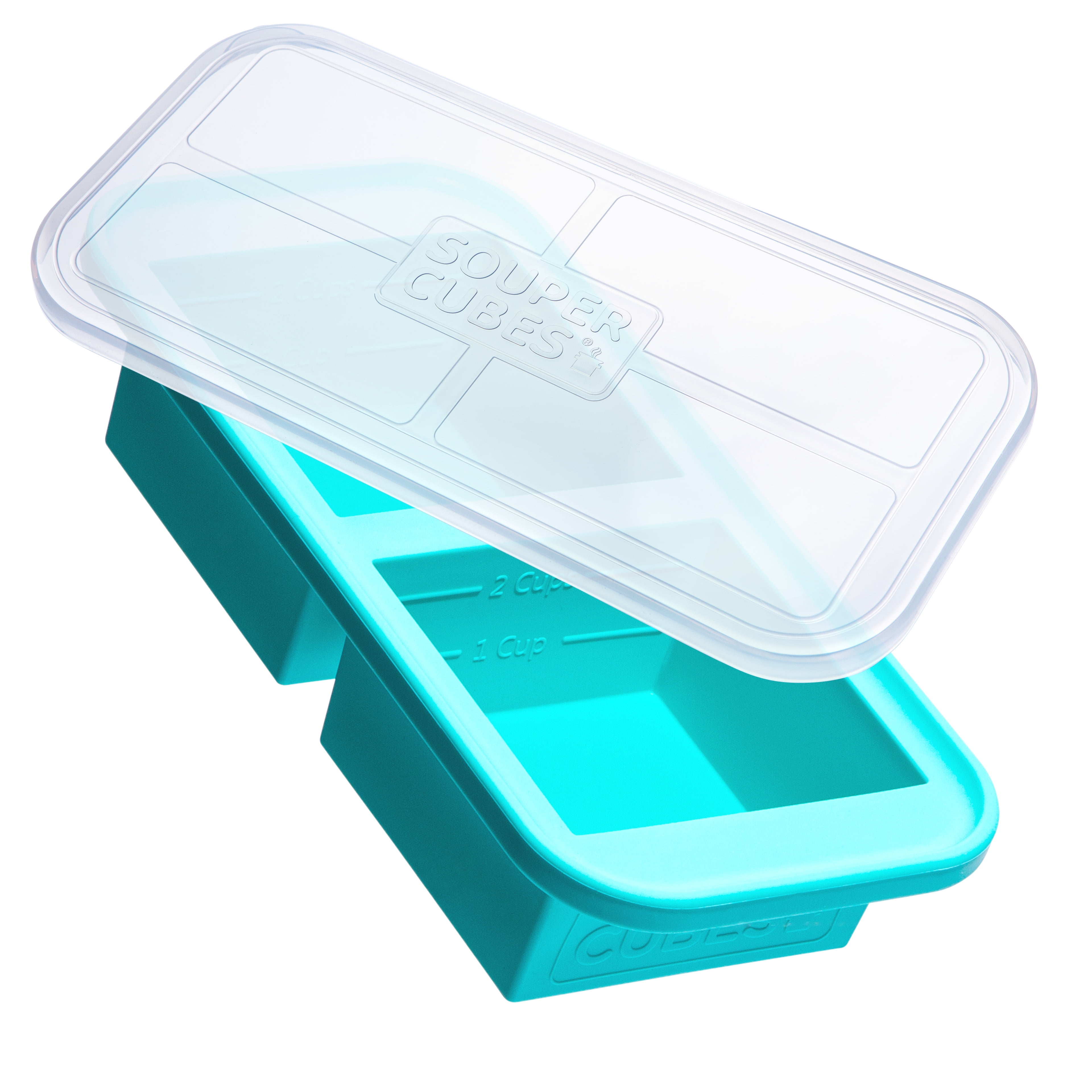 Aqua 2-Cup Silicone Freezer Tray with Clear Lid