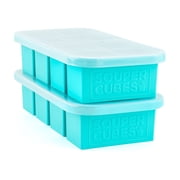 Souper Cubes 2 Cup Freezing Trays with Lid, Silicone Soup Freezer Molds for Freezing Broth, Pasta, Leftovers and More, 2-Pack - Aqua