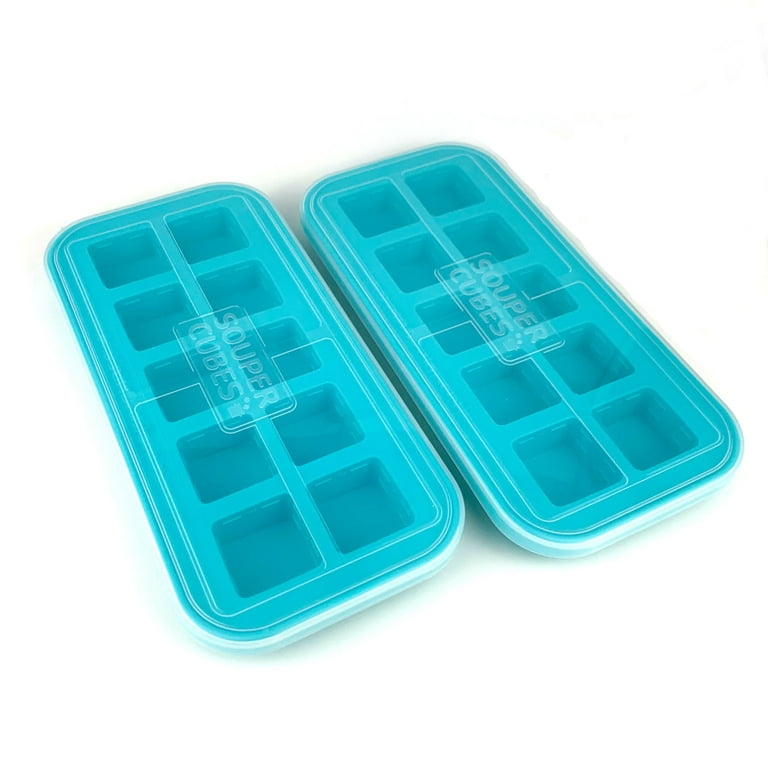 Souper Cubes 2 Tablespoon Freezing Tray with lid freeze tomato paste pesto  baby food, Aqua color, Pack of Two 