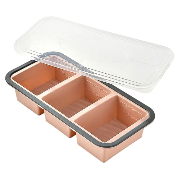 Souper Cubes Freezer Tray With Lid 3-Compartment Silicone Mold For Food Freezing