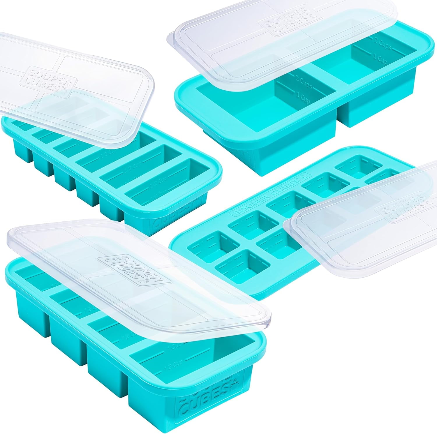 Souper Cubes Gift Set 2 Tbsp, 1/2, 1 and 2 Cup Silicone Freezer Trays