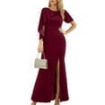 thumbnail image 1 of SouqFone Women's Formal Evening Gowns High Slit Wedding Guest Dress-L,Wine Red, 1 of 9