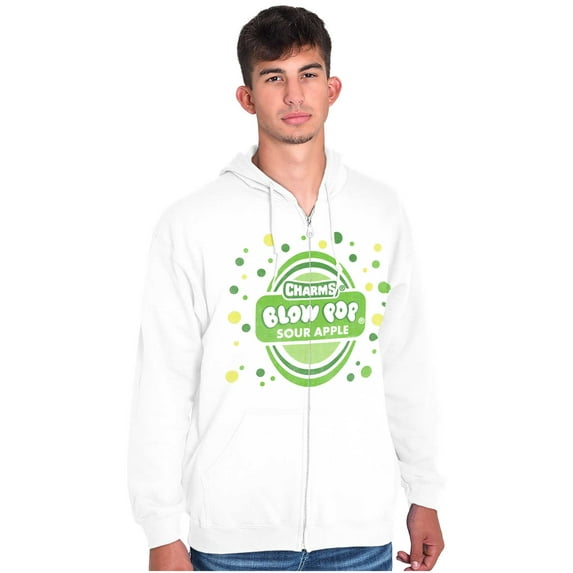 Sour Apple Blow Pop Retro Candy Logo Zip Up Hoodie Men's Women's Brisco Brands M