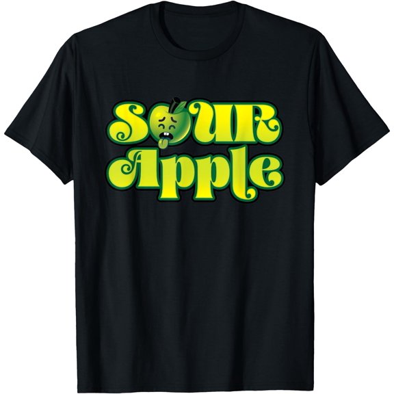 Sour Apple Cartoon Face Funny Retro Design T-Shirt, Unisex T-Shirt