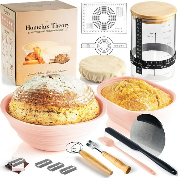 Sour Bread Starter Set, Bread Making Set and Sour Bread Baking Supplies Set, Basket Set, Used for Sour Bread Fermentation, Comes with Bread Baking Bowl, Suitable for Handmade Bread