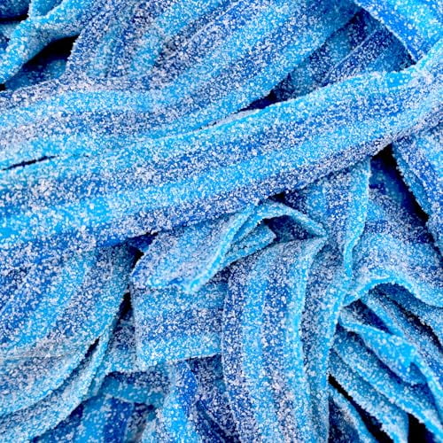 Sour Candy - Berry Blue Candy Belts - 1.3 Lb Sour Candy Belts in Bag - Bulk Sour Ribbons - Sour Candy Ribbons