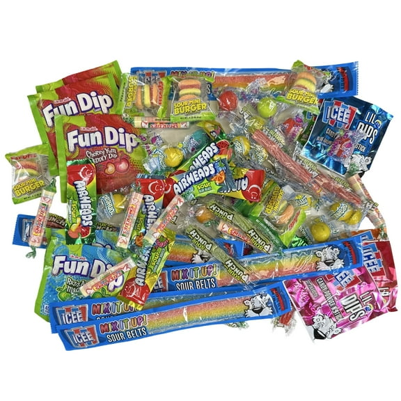 Sour Candy Variety Sampler Pack V2 | Lemonhead, efrutti, Icee, Fun Dip, Smarties and Airheads, 70 Total