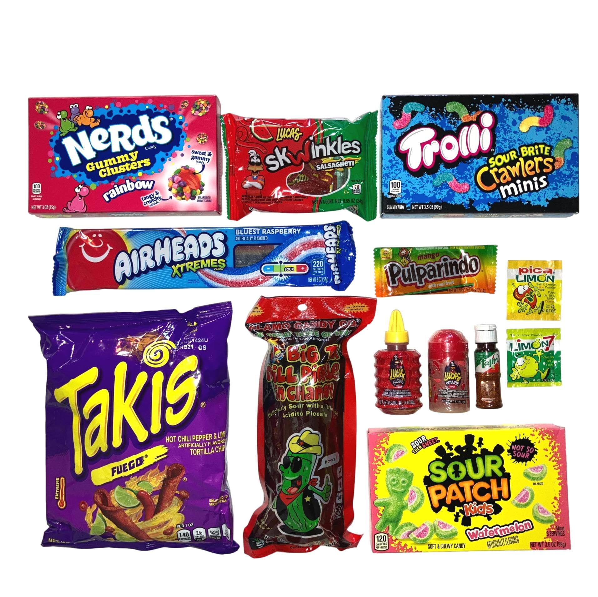 Sour Candy Snack Box MMF7 & Chamoy Pickle Kit Includes Sour Candy