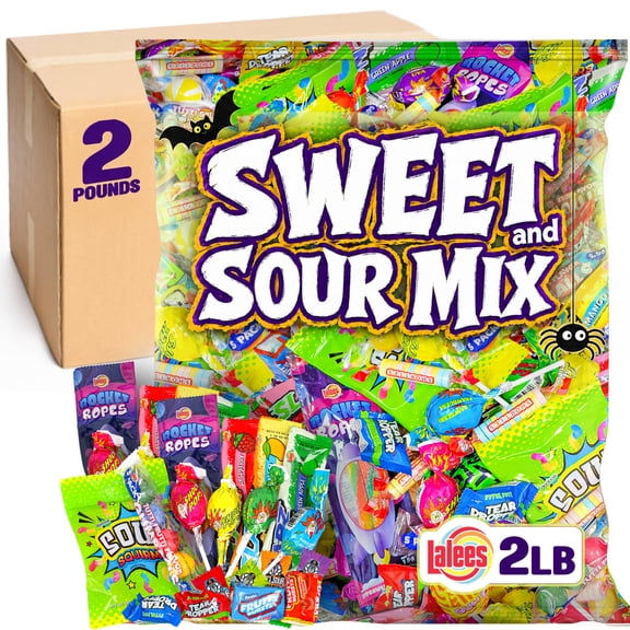 Lalees Halloween Candy Variety Pack, 2 lb Bulk Individually Wrapped Assorted Sour Candy for Piñatas, Goodie Bags, Party Favors, Candy Bowls & Kids Parties
