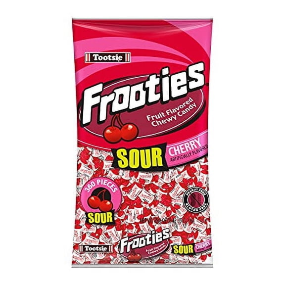 Sour Cherry Frooties - .. .. Tootsie Roll Chewy .. Candy .. - 360 .. Piece Count, .. 38.8 .. oz Bag