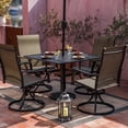 thumbnail image 1 of Sour Citrus 5-Piece Swivel Patio Dining Set Textilene Fabric Powder-Coated Iron Outdoor Chairs and Table Set with Umbrella Hole for Garden, Backyard, Poolside, 1 of 9