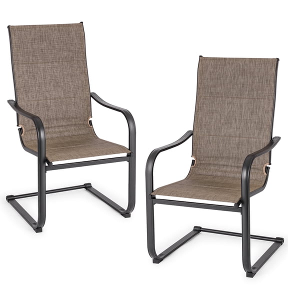 Sour Citrus Patio Chair Set fo 2 Outdoor Dining Chairs High Back and C-spring with All Weather Breathable Textilene for Lawn Poolside Garden Backyard Black