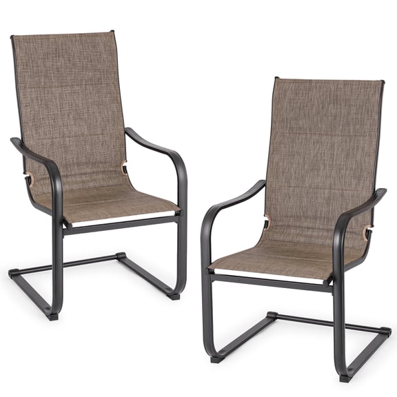 Sour Citrus Patio Chair Set of 2 Outdoor Dining Chairs High Back and C-spring with All Weather Breathable Textilene for Lawn Poolside Garden Backyard Black