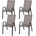 thumbnail image 1 of Sour Citrus Patio Dining Chairs Set of 4, Outdoor Stackable Armrest Textilene Iron Chairs Space Saving for Lawn, Poolside, Garden, Backyard, Brown, 1 of 7