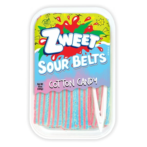 Zweet Sour Belts Licorice Candy, Tasty & Colorful Cotton Candy Licorice Snacks, 10 oz