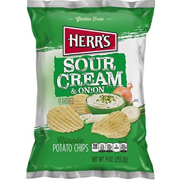 Sour Cream and Onion Potato Chips, Pack of 9 bags
