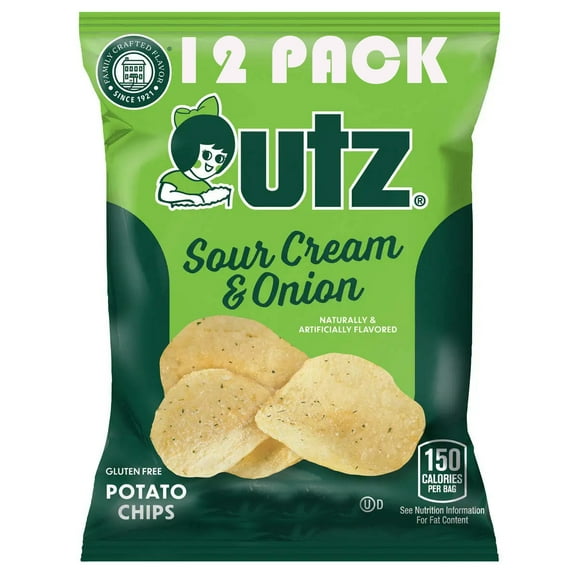Sour Cream and Onion Utz: Potato Chips Snack Bags  1.5 oz Each [Pack of 12]  SUPERDEALS Value Bundle with Mystery Gift