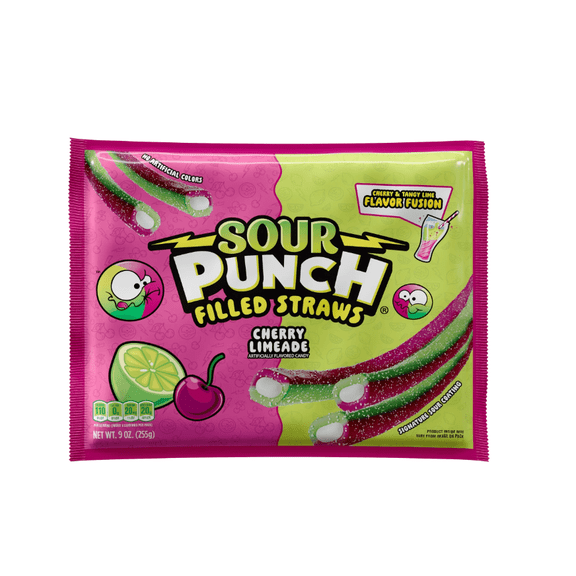 Sour Filled Bites Straws Cherry Limeade 9oz