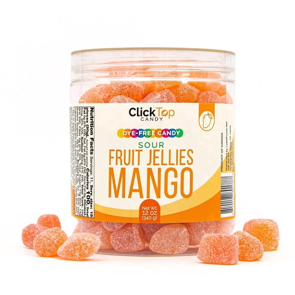 Sour Fruit Jelly Candy, Mango Flavored, Dye Free Candy, 12 Oz Jar